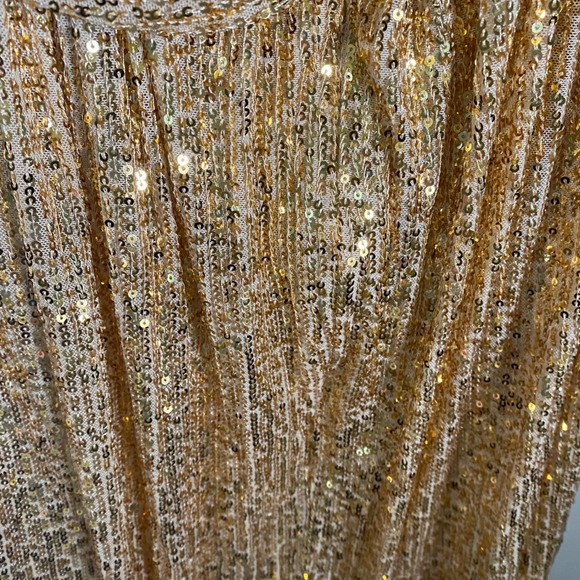 NWT IEENA Mac Duggal Gold Sequin Halter Neck Column Gown Formal Evening Dress 8 - Picture 4 of 6
